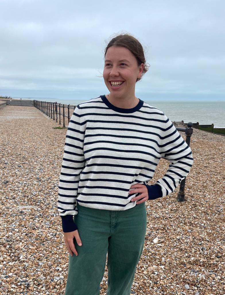 Brand new Marks & Spencer’s navy and cream striped Crew,  Size L